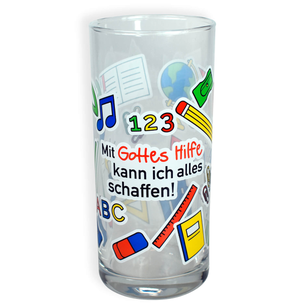 Trinkglas "Mit Gottes Hilfe kann ich alles schaffen"