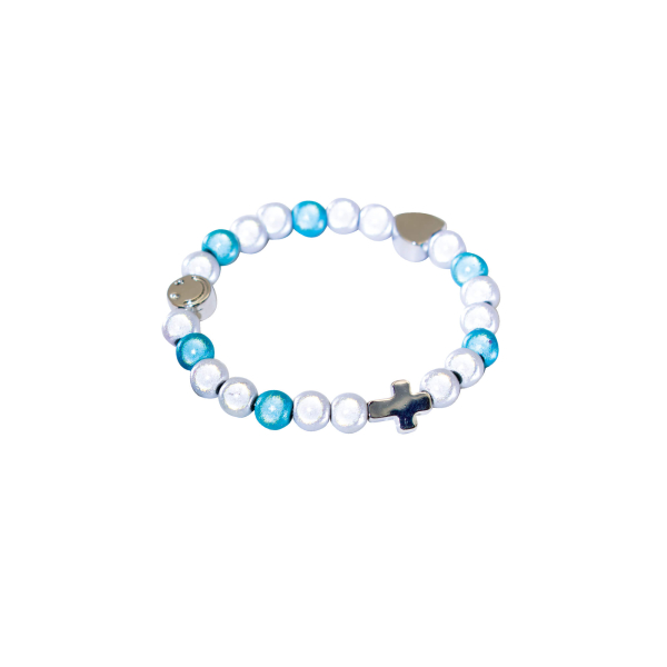 Kinder-Perlenarmband "Kreuz" - schimmernd