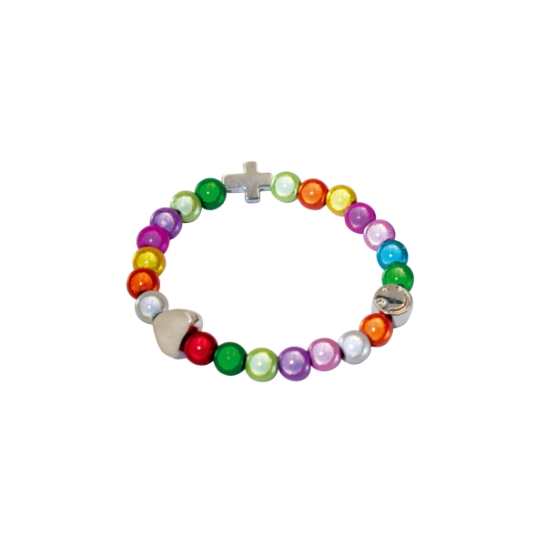 Kinder-Perlenarmband "Kreuz" - schimmernd