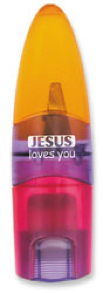 Anspitzer & Radiergummi "Jesus Loves You"