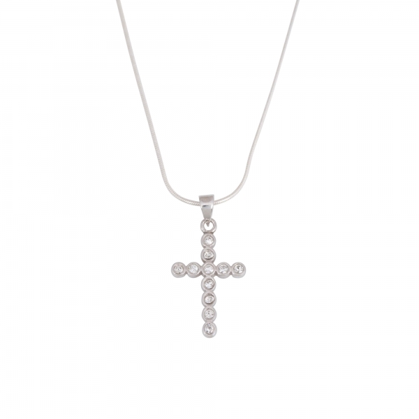 Halskette mit Anhänger Kreuz - Zirkonia Steine