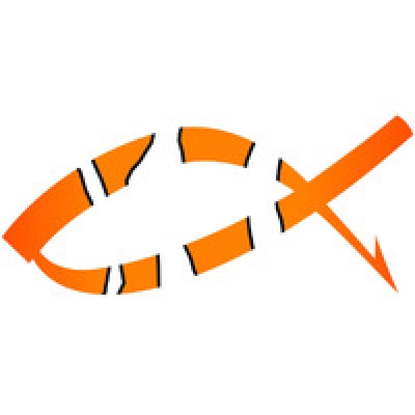 Fischaufkleber "Ichthys Nemo" - orange/weiß