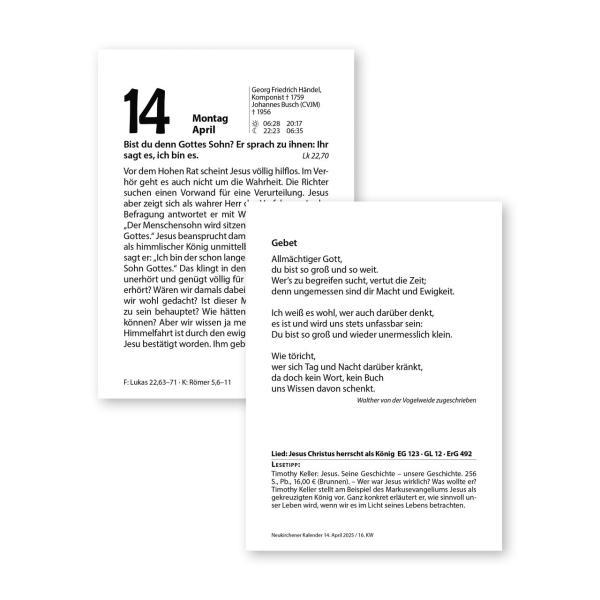 Neukirchener Abreißkalender 2026 - mit Rückwand