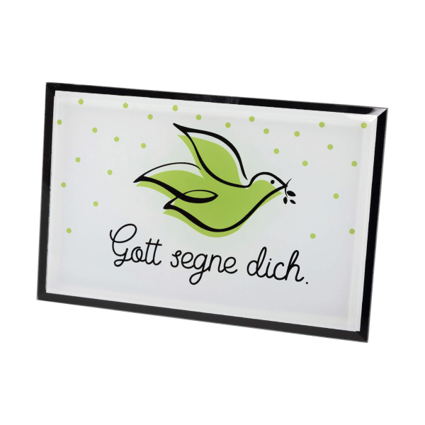 Glas-Deko - Taube "Gott segne dich"