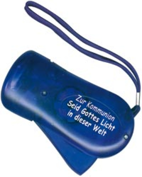 Taschenlampe "Zur Kommunion: Seid Gottes Licht..." - blau