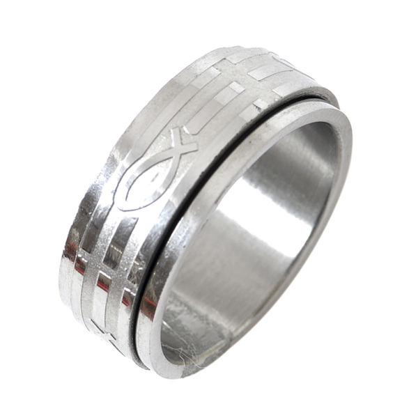 Spin Ring "Fisch" - Edelstahl