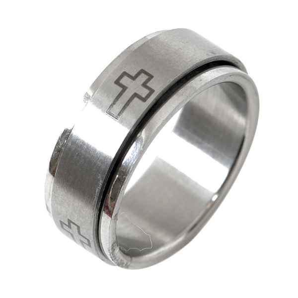 Spin Ring "Kreuz" - Edelstahl