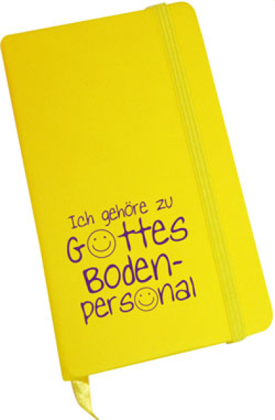 Notebook "Ich gehöre zu Gottes Bodenpersonal" - gelb