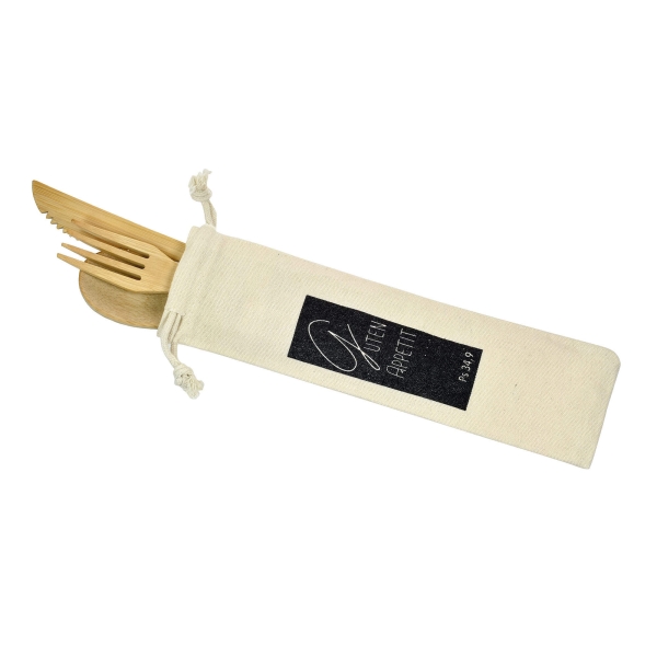 Besteckset aus Bambus "Guten Appetit"