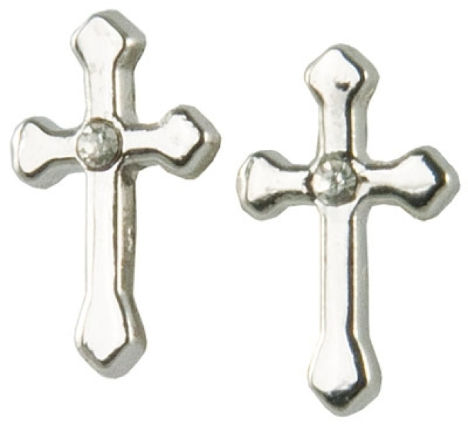 Ohrstecker "Kreuz" - mit Stein