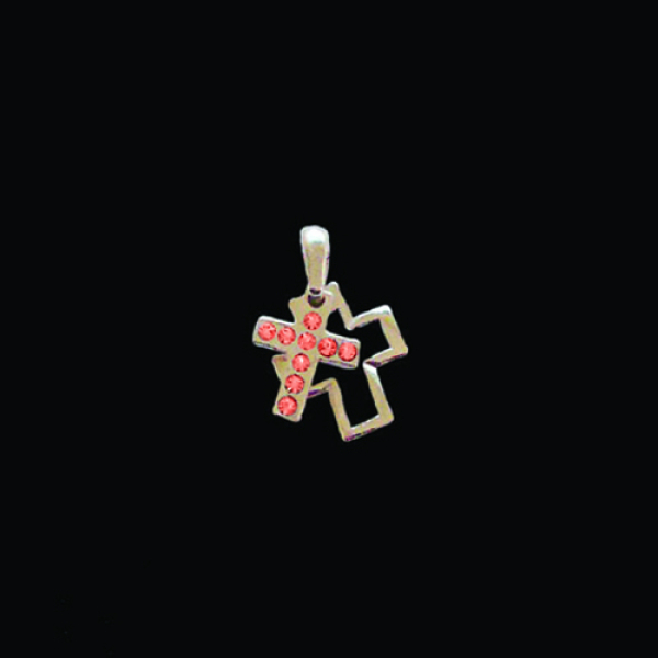 2-teiliger Kreuzanhänger mit Kette - ausgestanzt (925er Silber)