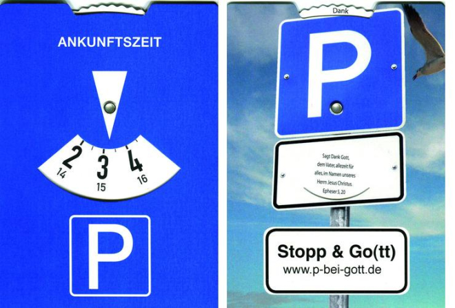Parkscheibe "Stopp & Gott"
