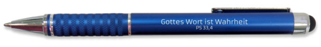 Metallic-Kugelschreiber mit Touchpin "Gottes Wort ist..."