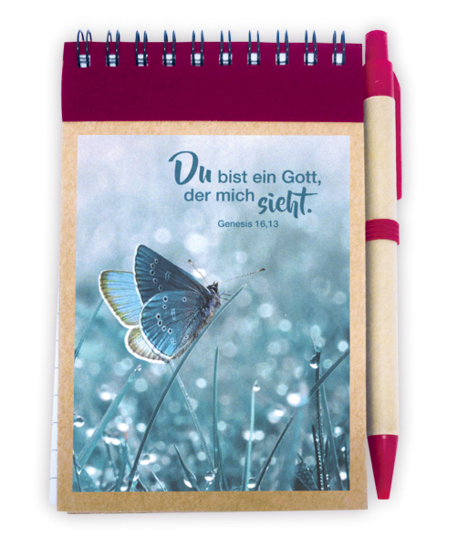 Notizblock A7 m. Kuli - Jahreslosung 2023 - Schmetterling