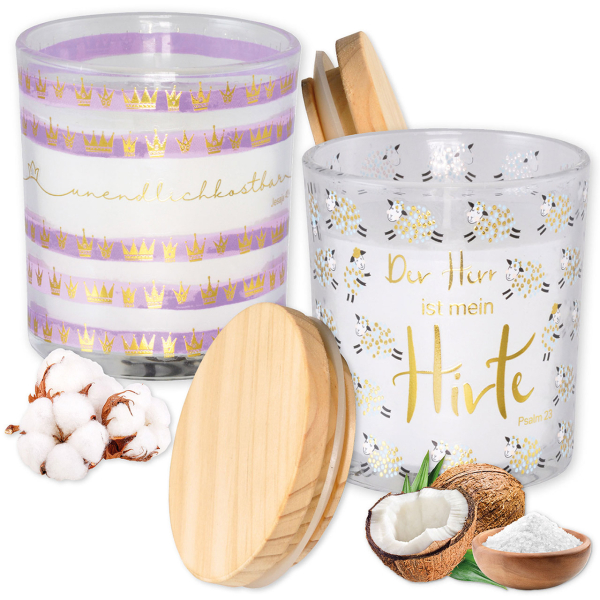 2 Duftkerzengläser mit Gold-Motiv 2 Duftkerzengläser mit Gold-Motiv