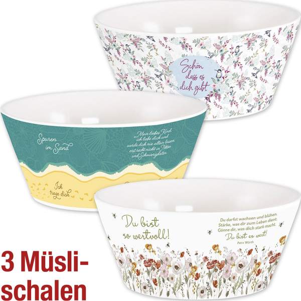 Spar-Paket: 3 Müslischalen mit christlichen Motiven