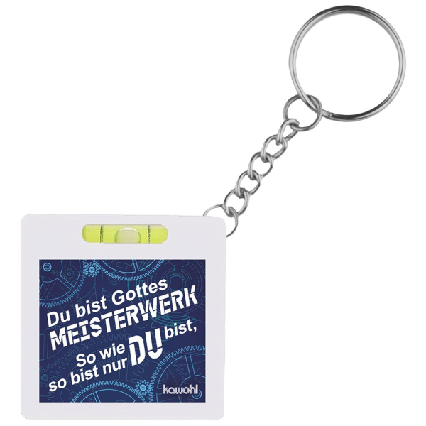 Schlüsselanhänger "Du bist Gottes Meisterwerk..." mit Maßband und Wasserwaage