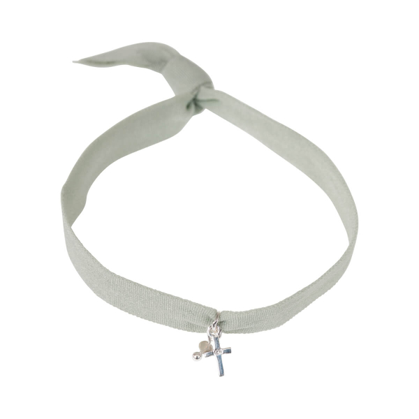 Textil-Armband "Kreuz" mit Perle