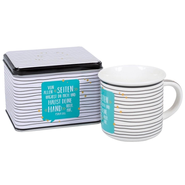 Tasse "Von allen Seiten umgibst du mich..." - Streifendesign