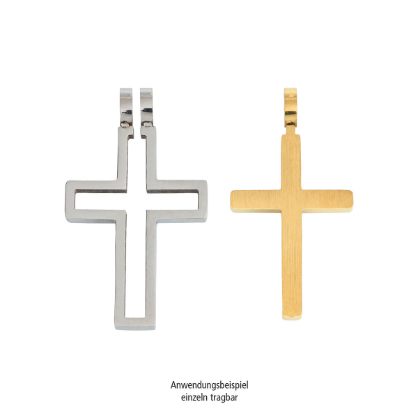 Anhänger Kreuz 2-teilig, innen goldfarben