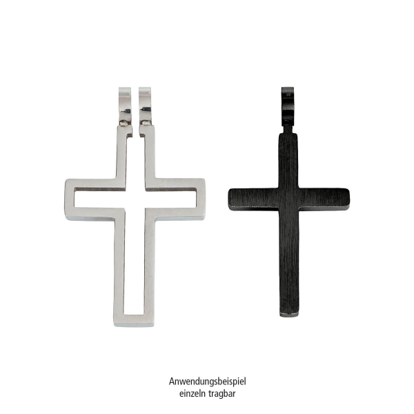 Anhänger Kreuz 2-teilig, innen schwarz