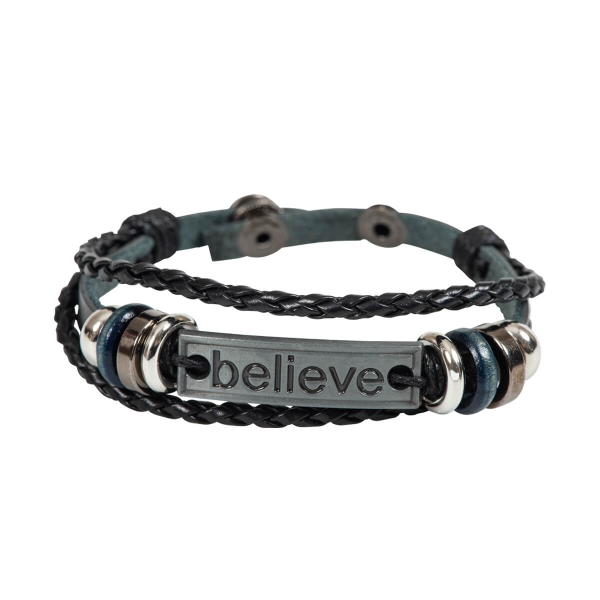 Lederarmband - Believe (schwarz)