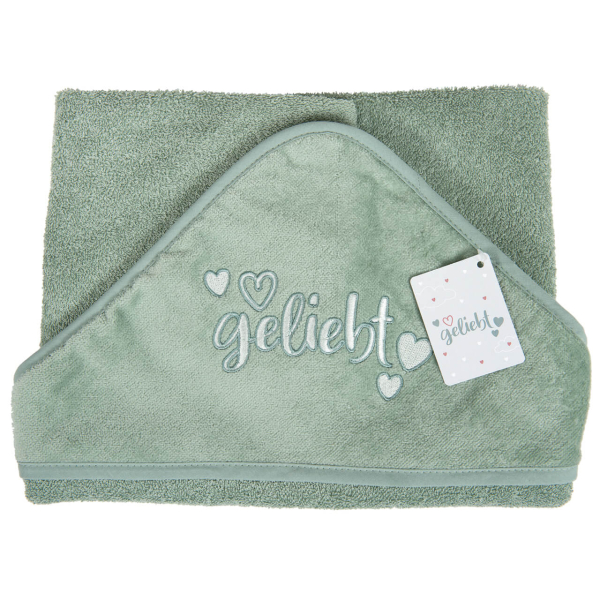 Baby-Badetuch "geliebt" - salbei Baby-Badetuch "geliebt" - salbei