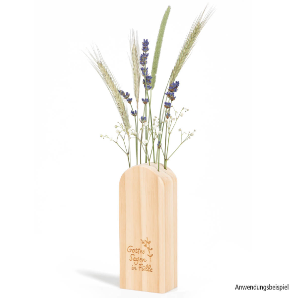 Blumen- und Gräserblock aus Holz "Gottes Segen in Fülle"