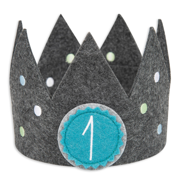 Geburtstagskrone Filz - dunkelgrau-blau