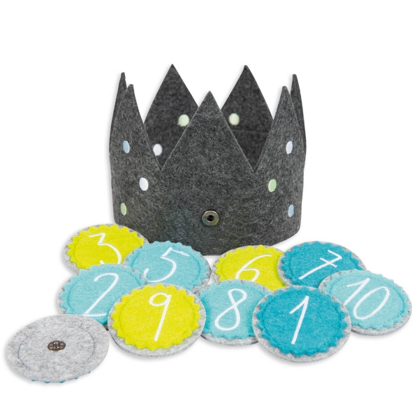 Geburtstagskrone Filz - dunkelgrau-blau