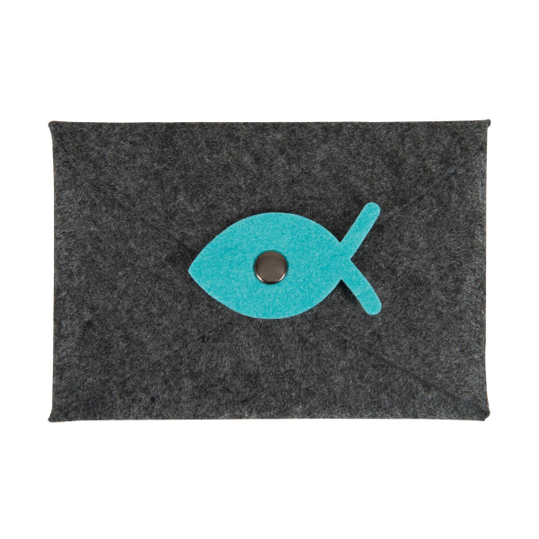 Geschenk-Kuvert "Fisch" - Filz dunkelgrau