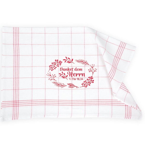 Geschirrtuch - Danket dem Herrn - rot