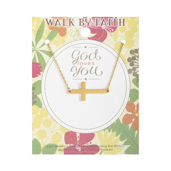 Halskette Kreuz Edelstahl Goldauflage