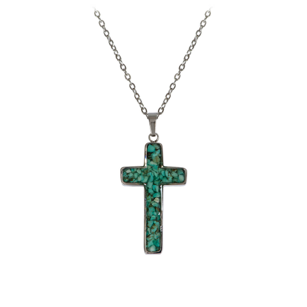 Halskette mit Anhänger Kreuz - Edelstahl