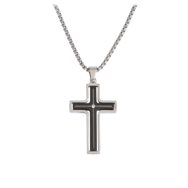 Halskette Kreuz mit Strass-Stein