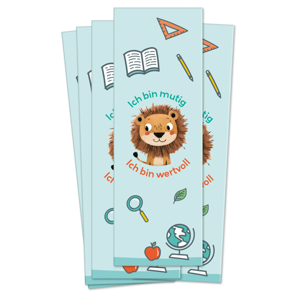 Lesezeichen "Ich bin mutig - Ich bin wertvoll" - Motiv Löwe