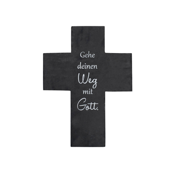 Schiefer Kreuz "Gehe deinen Weg mit Gott" - Klein