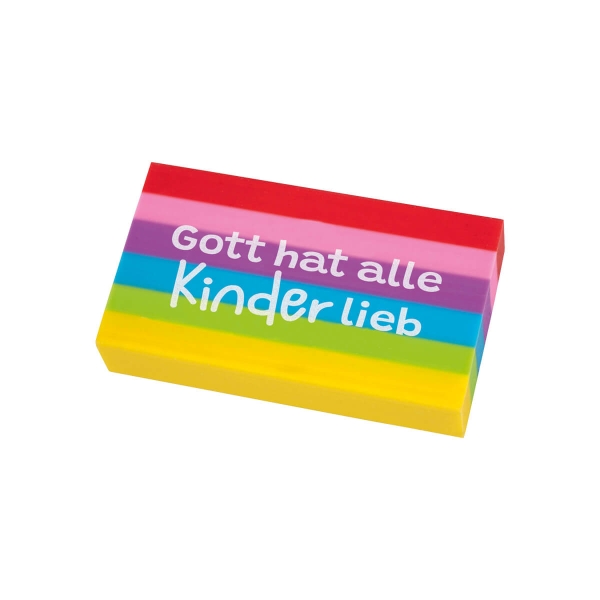 Radiergummi "Gott hat alle Kinder lieb" - Regenbogen