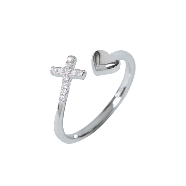 Ring "Kreuz/Herz" - 925er Sterlingsilber