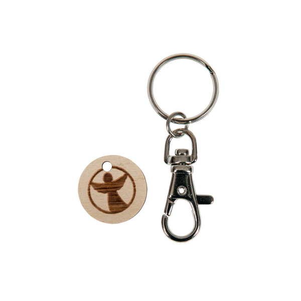 Schlüsselanhänger Karabiner mit Holz EK-Chip "Engel"