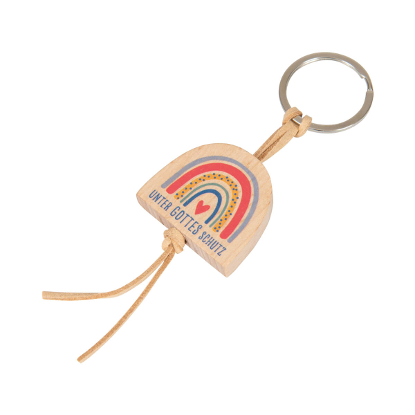 Holz-Schlüsselanhänger - Unter Gottes Schutz