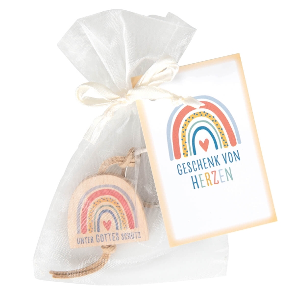 Holz-Schlüsselanhänger - Unter Gottes Schutz