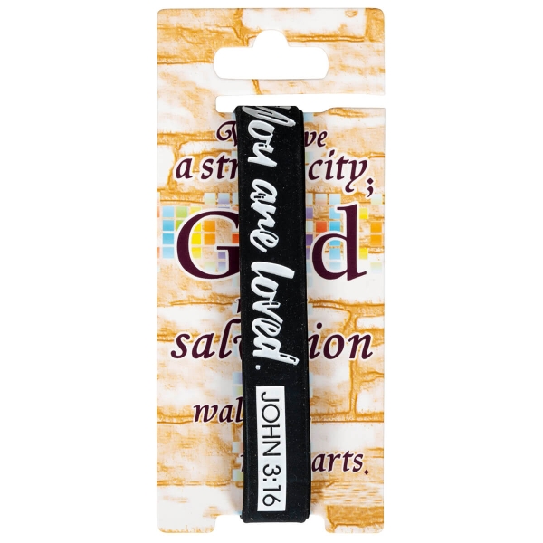 Silikonarmband You are loved - John 3:16 - schwarz