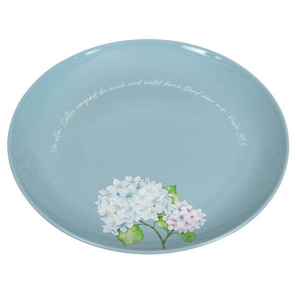 Teller "Von allen Seiten umgibst du mich..." Motiv Hortensie